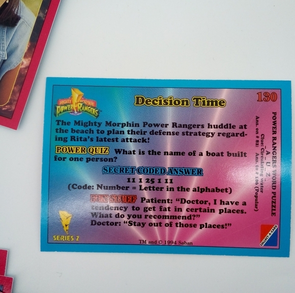 Vintage MMPR 1994 Trading Cards Blue Pink Some Doubles 1 Goldar Pog 23 C… - Picture 9 of 12